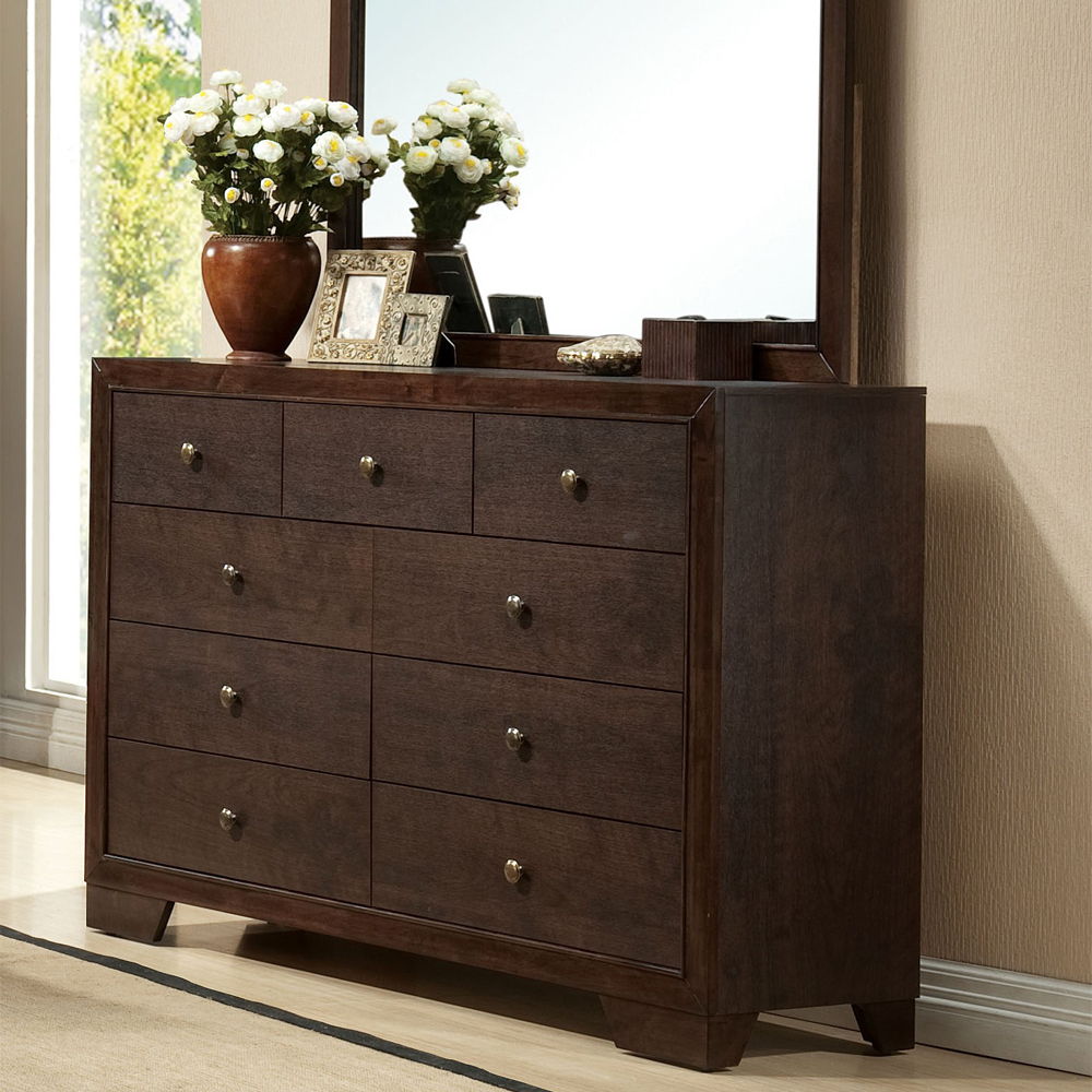 Acme Contemporary Style 9-drawers Wooden Dresser, Espresso Brown