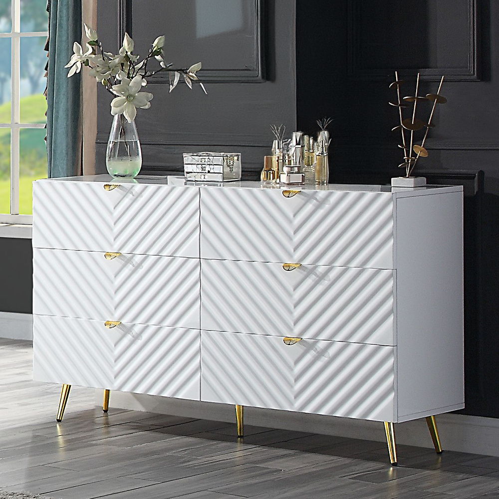 Acme Gaines White High Gloss Dresser | Ornate Home Acme Gaines White High Gloss Dresser | Ornate Home