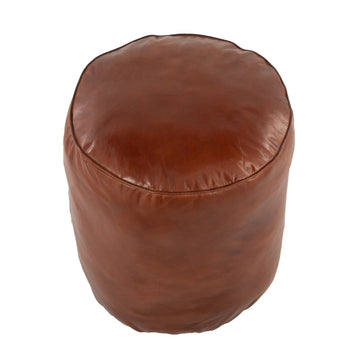 Cobbler - Pouf - Brown Leather - 18.5"
