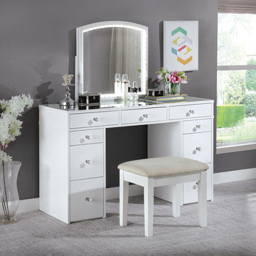 Louise - Vanity With Stool - White