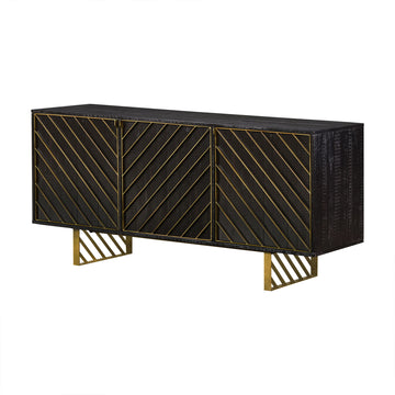 Monaco - Rectangular Sideboard With Antique Brass Accent - Black