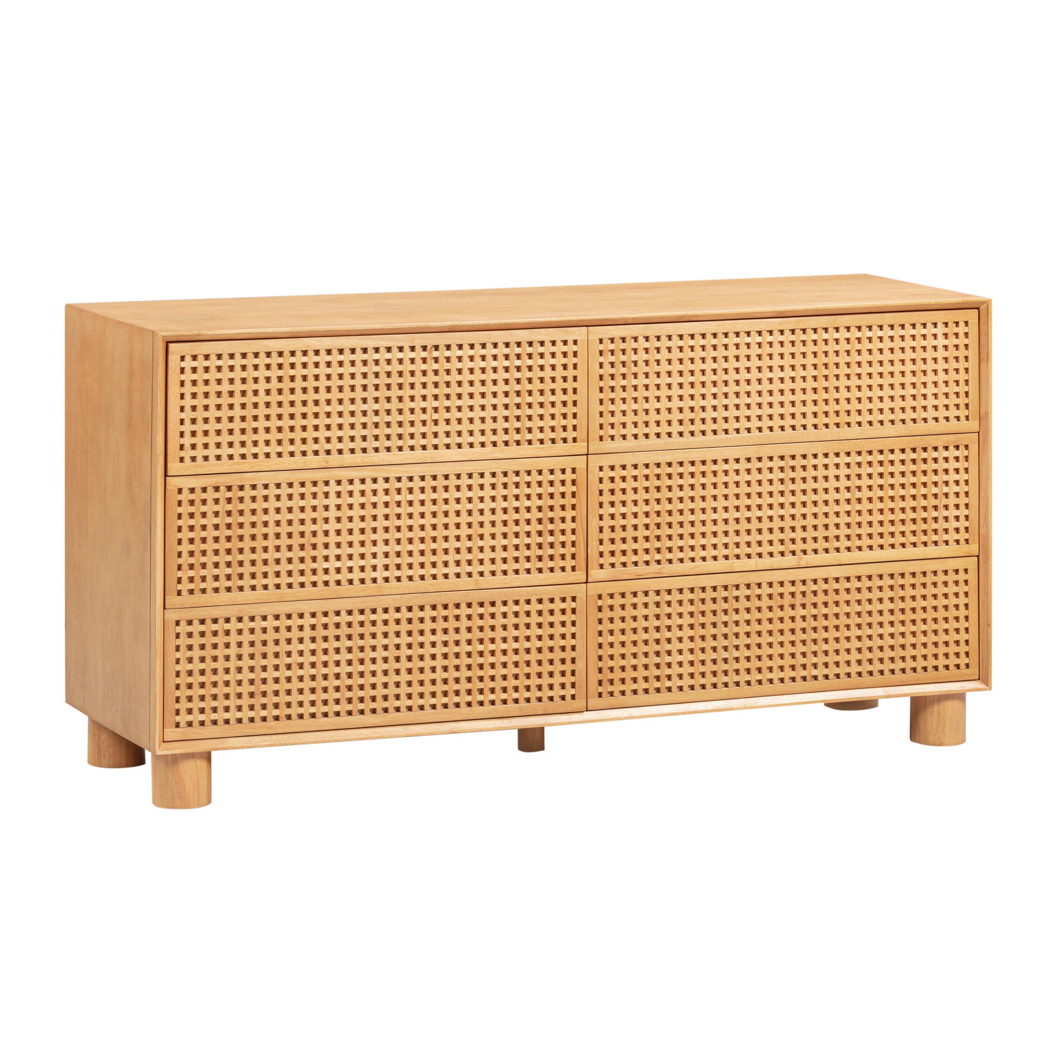 Miles 62" Natural Wood 6-Drawer Dresser Miles 62" Natural Wood 6-Drawer Dresser