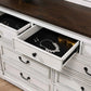 Hillcrest - 9-Drawer Dresser With Mirror - Distressed White