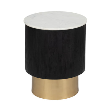 20" Gold Pedestal Accent Table Marble Top - White / Black