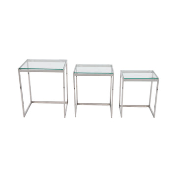 Maxwell Stainless Steel Nesting Table 20/22/24" (Set of 3) - Pearl Silver