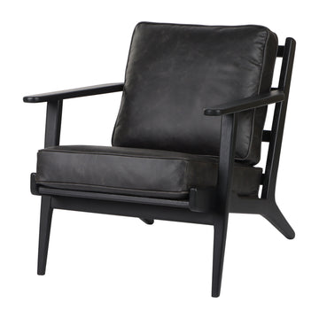 33" Andromeda Top Grain Leather Accent Chair - Black