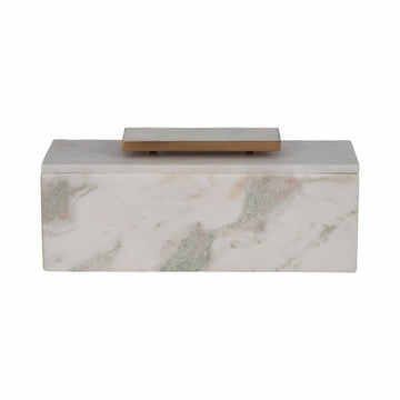 16" Salina Marble Box - White