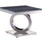 Zasir - End Table - Gray Printed Faux Marble & Mirrored Silver Finish