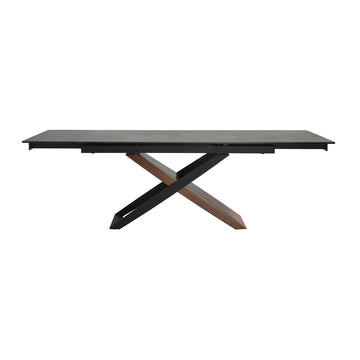 Milena - Extendable Dining Table Stone And Wood - Gray / Black