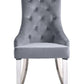 Satinka - Side Chair (Set of 2) - Gray Fabric & Mirrored Silver Finish