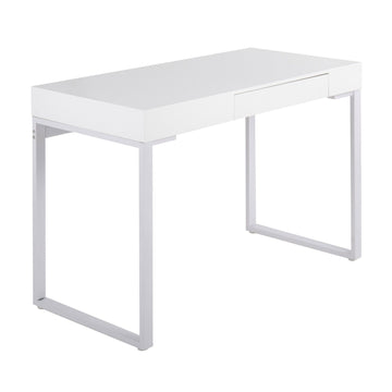 Drift - Desk - White Steel And White Wood