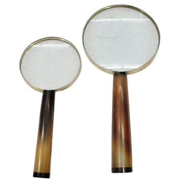 7" / 9" Nilay Horn Magnifying Glass (Set of 2) - Gold