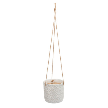 Diamond Hanging Planter 7" - White