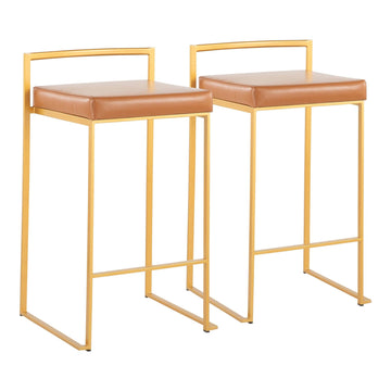 Fuji - Counter Stool With Cushion - Gold Legs