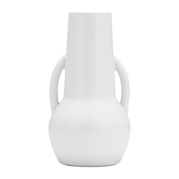 Ceramic 8" Vase With Handles - White