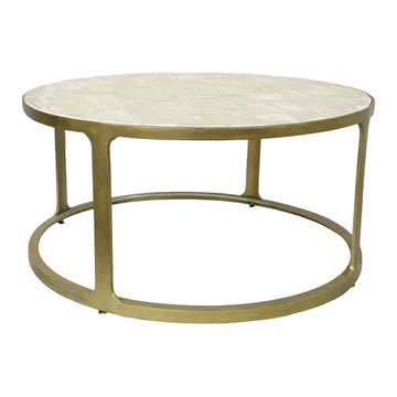 Surrey Selenite Top Coffee Table - Gold / White