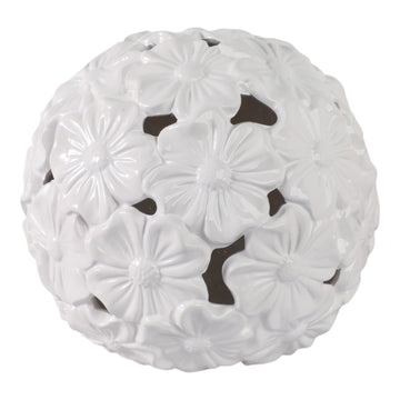 12" Flower Cut-Out Garden Orb - White