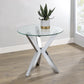 Kenzie - Round Tempered Glass Top End Side Table - Chrome