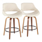 Fabrico - Counter Stool - Walnut And Cream Fabric (Set of 2)