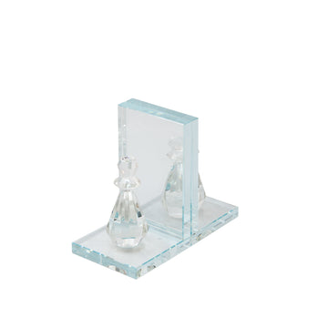 Crystal Chess Piece Bookends (Set of 2) - Clear