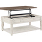 Florian - Coffee Table - Oak & Antique White Finish