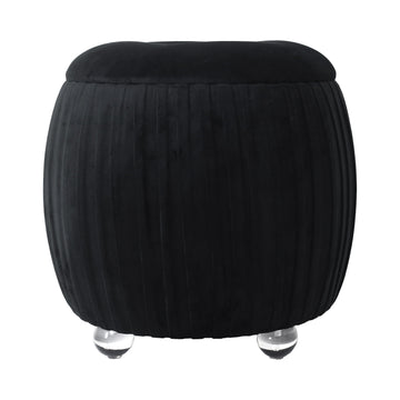 Newry Velvet Storage Stool - Black