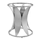 Petal - Modern Glass Round Pedestal Dining Table - Brushed Stainless Steel