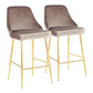 Marcel - Counter Stool - Gold Metal And Silver Velvet (Set of 2)