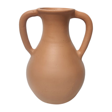 Terracotta 11" Jug Vase With Handles - Natural