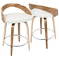 Grotto - Counter Stool With Swivel - Zebra Wood And White Faux Leather (Set of 2)