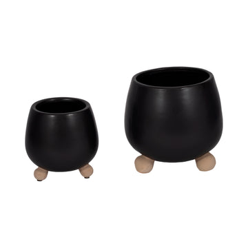 6" / 8" Knobby Feet Planters (Set of 2) - Black