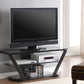 Donlyn - 2-Tier Metal TV Stand With Glass Shelves - Black