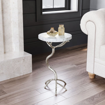 Joel - Side Table - White / Silver