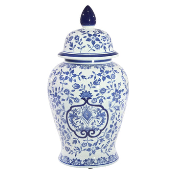 Temple Jar 18" - White / Blue