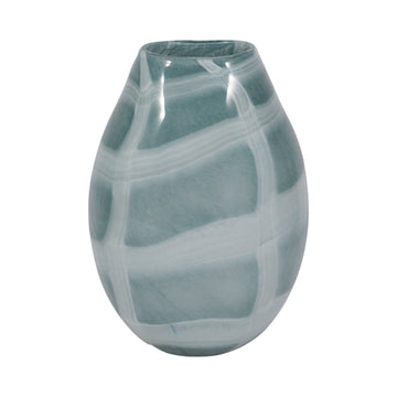 12" Slim Swirled Vase - Blue / White