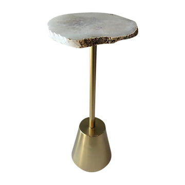 Reykur Tall Raw Agate Table - White / Gold