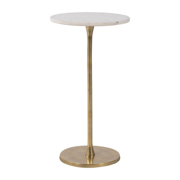 Metal 24" Round Drink Table - Gold / White