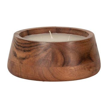 6" 11 Oz Vanilla Wood Bowl Candle - Natural