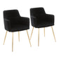 Andrew - Dining / Accent Chair - Gold Metal And Black Velvet (Set of 2)