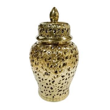 Pierced Gold Temple Jar 24" - Gold