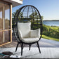 Penelope - Patio Lounge Chair - Light Gray Fabric & Black Finish