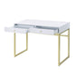 Coleen - Desk - White & Brass Finish