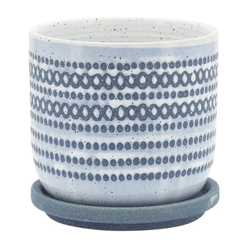 Ceramic Planter With Saucer 5" - Blue