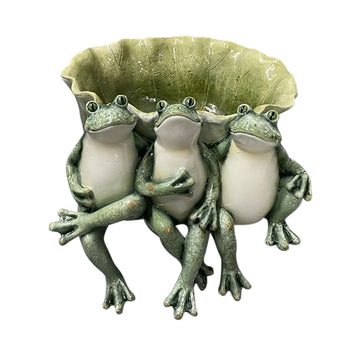 12" Three Sitting Frogs Planter - Green