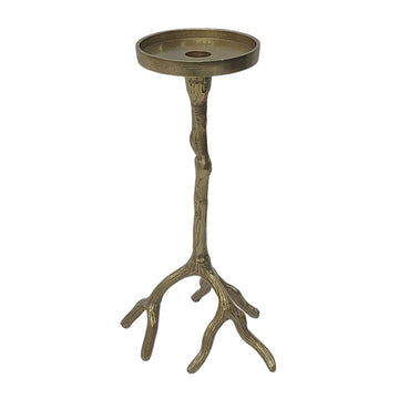 Roots Pillar & Taper Candle Holder 12" - Gold