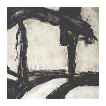 Framed Hand Painted Abstract Canvas 61 x 61" - Black / Gold