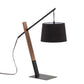 Archer - Table Lamp - Black Metal, Walnut Wood, And Black Linen Shade