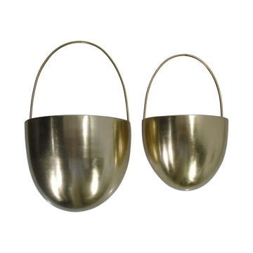 Metal Wall Hanging Planter 15 / 19" (Set of 2) - Gold