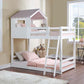 Solenne Twin Over Twin Bunk Bed - White & Pink Finish