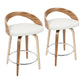 Grotto - Counter Stool With Swivel - Zebra Wood And White Faux Leather (Set of 2)